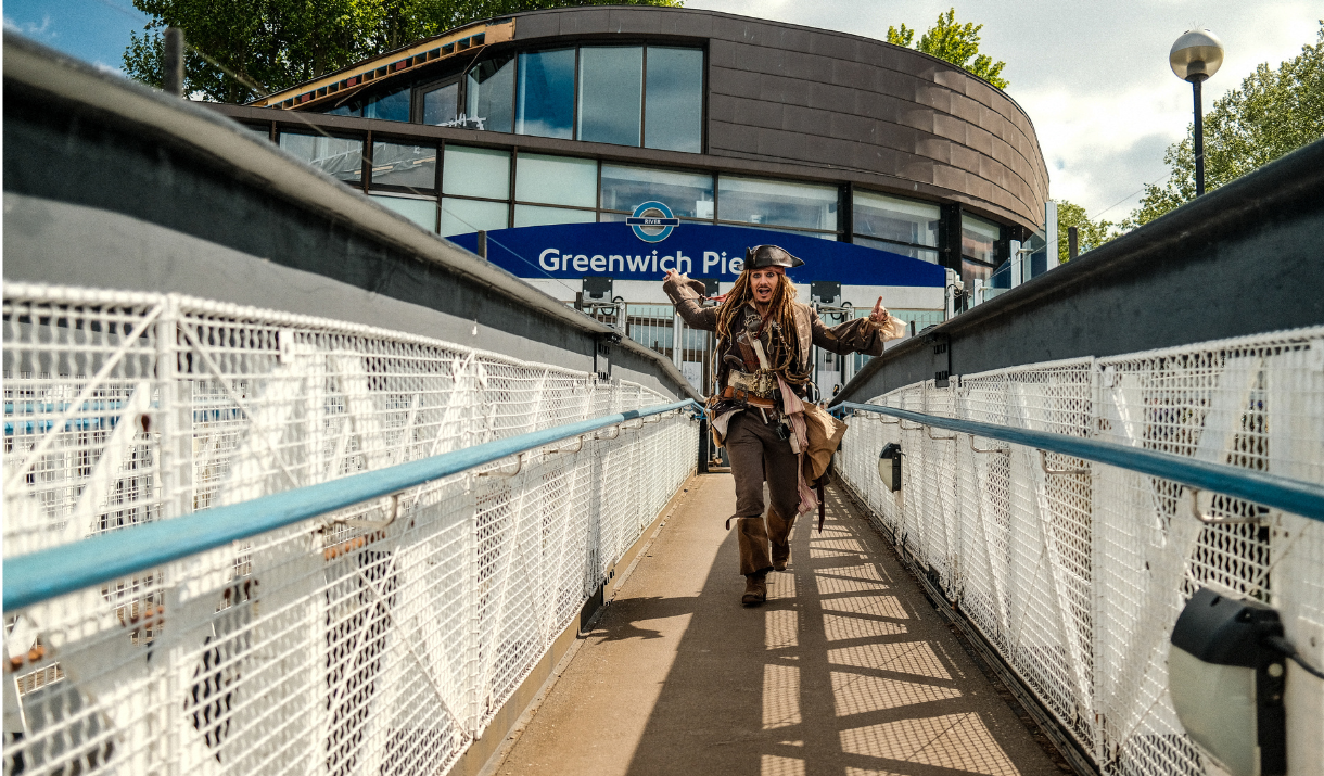 Jack Sparrow catches the boat at Greenwich Pier